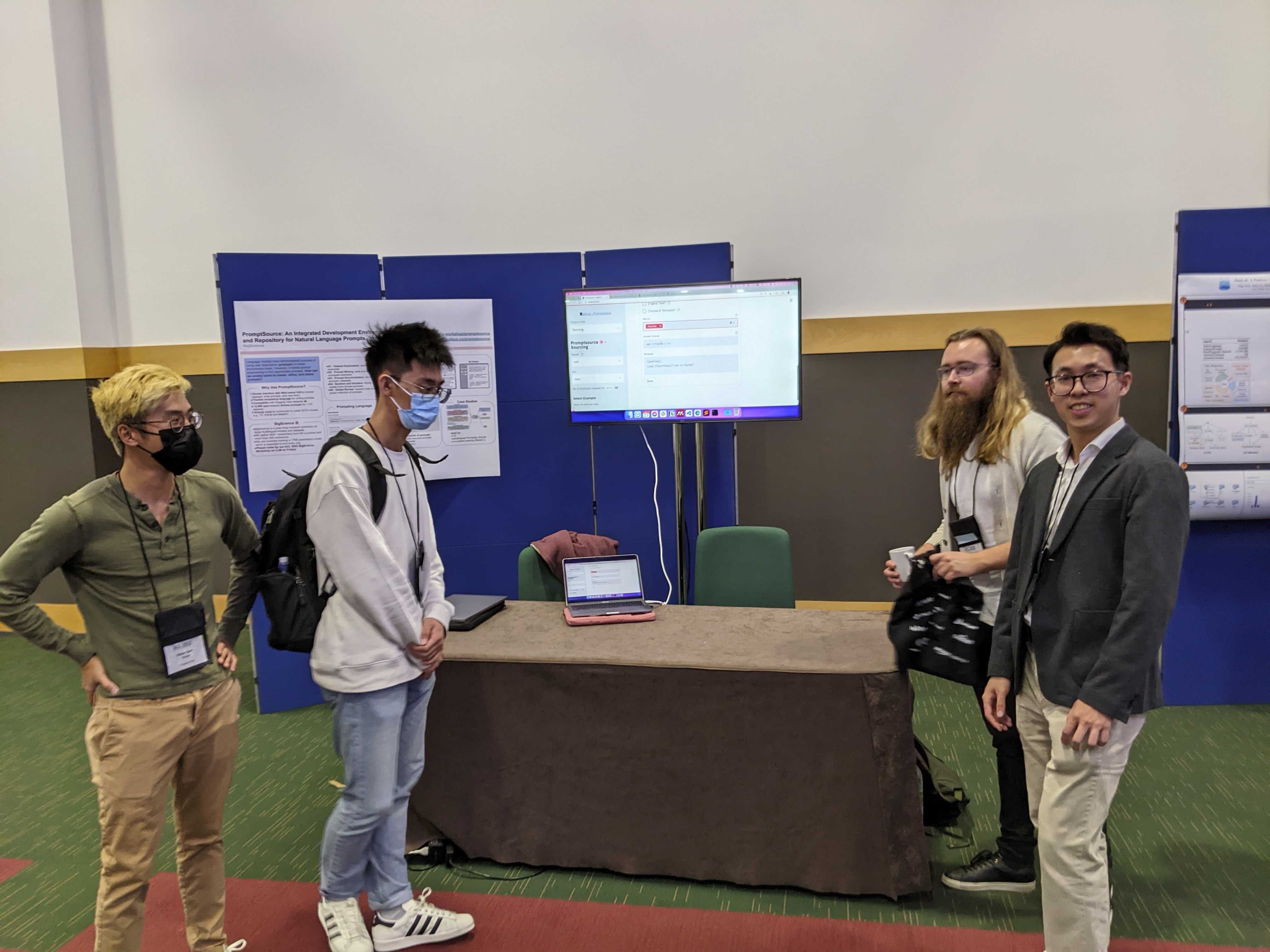 The PromptSource demo went super well! I was copresenting it with Victor (on the far left).